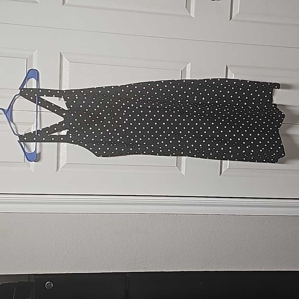 Women's black and white polka dot long dress